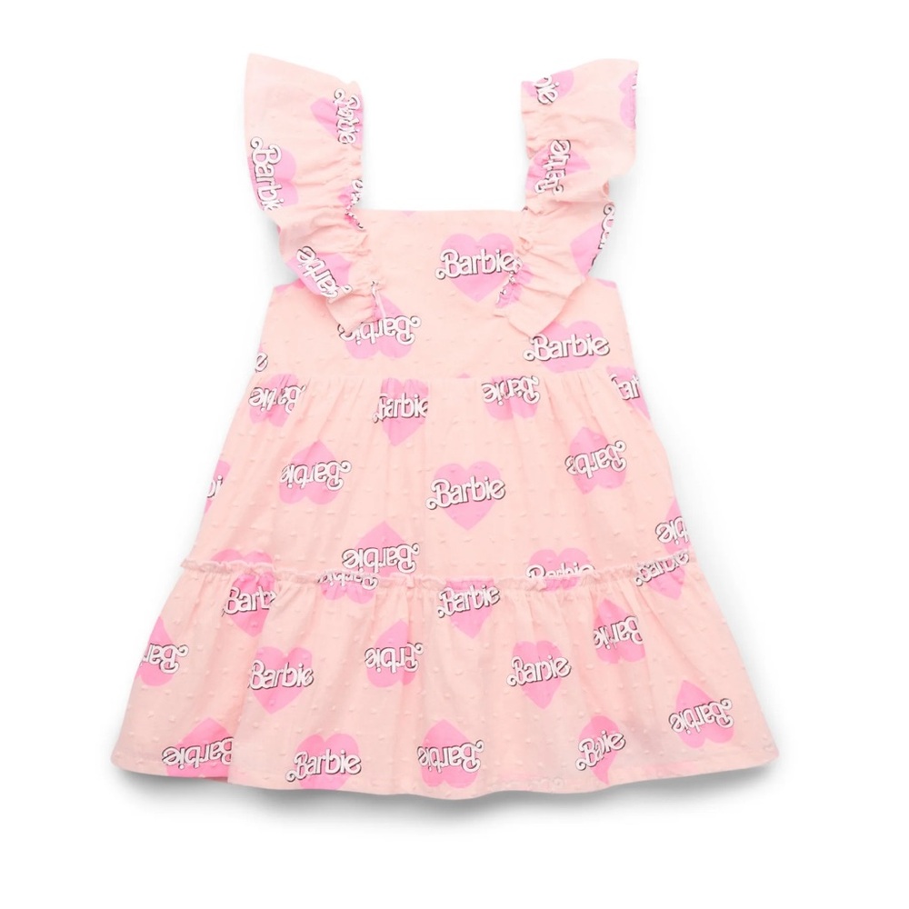 Barbie Heart Print Pink and White Dress